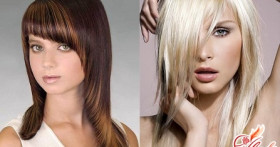 Косая челка – стильное дополнение к длинным волосам
