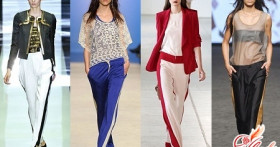 Модные женские брюки с лампасами