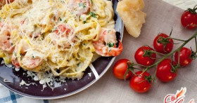 Спагетти с креветками в сливочном соусе – нежно, пикантно, изысканно