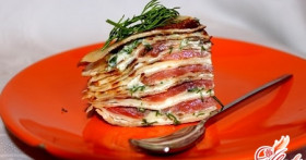 Блинный торт с семгой: холодная закуска к празднику