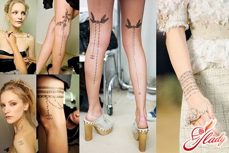 Переводные татуировки на тело и колготки Chanel