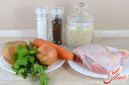ингрединеты для куриного супа с рисом